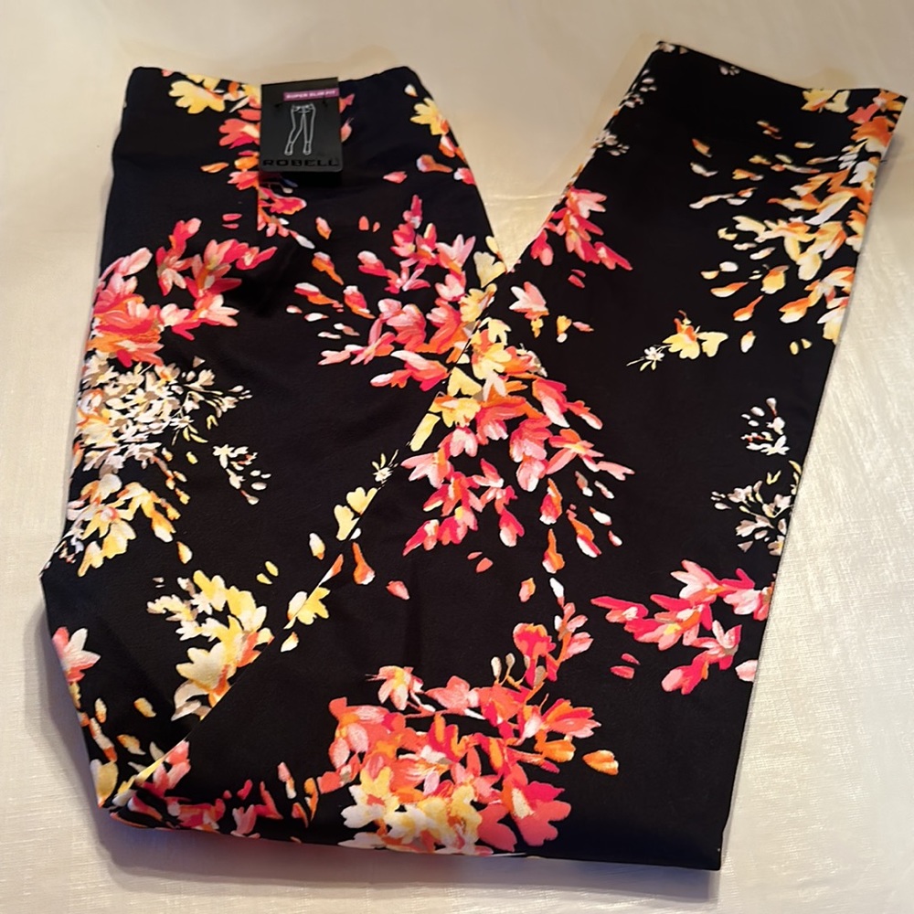ROBELL JEANS women's 'Modell Rose 09' stretchy pull on print pants sz 4 black